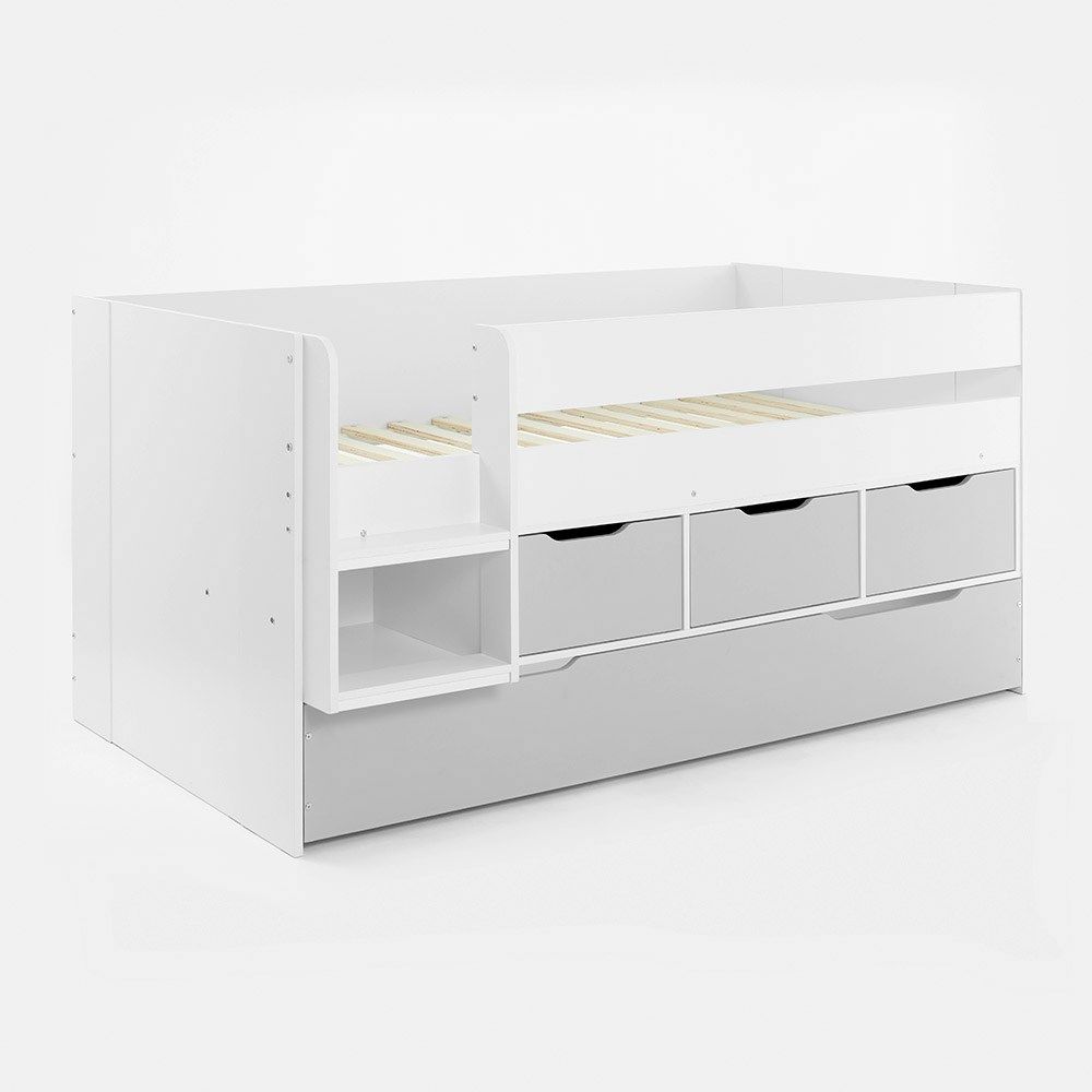 Flair Lars Low Cabin Bed with Trundle White & Grey