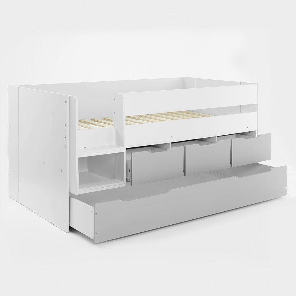 Flair Lars Low Cabin Bed with Trundle White & Grey