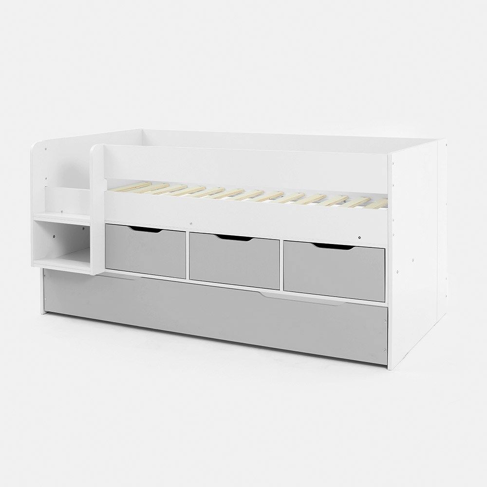 Flair Lars Low Cabin Bed with Trundle White & Grey