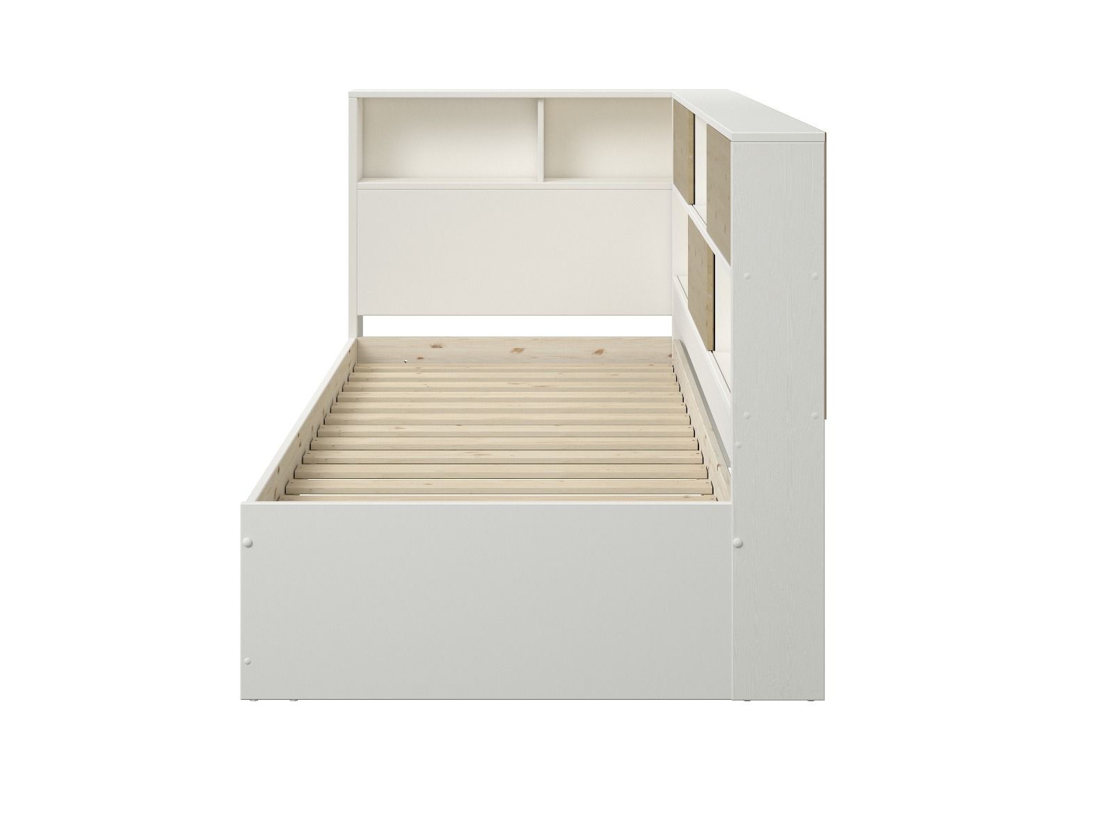 Noomi Jorgi Corner Storage Bed White & Oak (FSC-Certified)