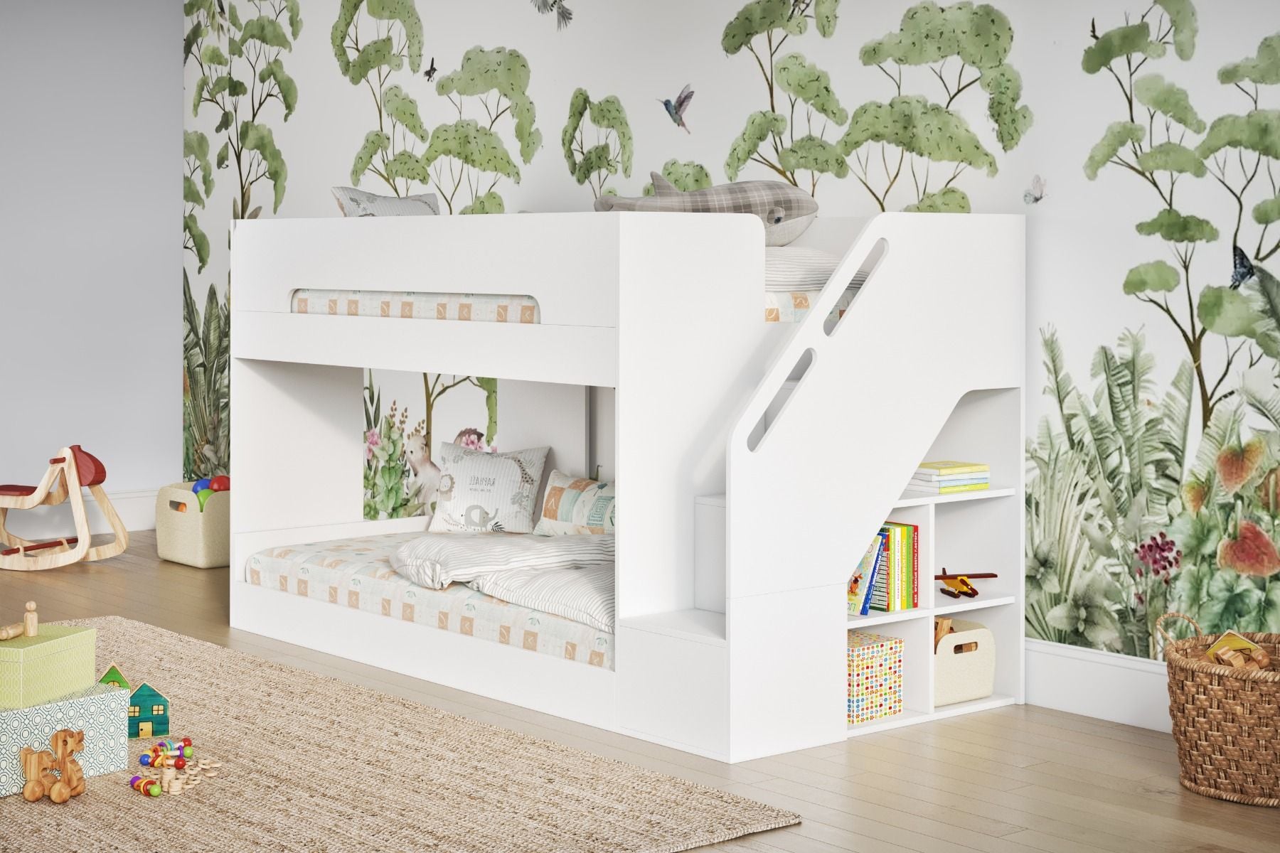 Flair Deimo Staircase Low Bunk Bed White