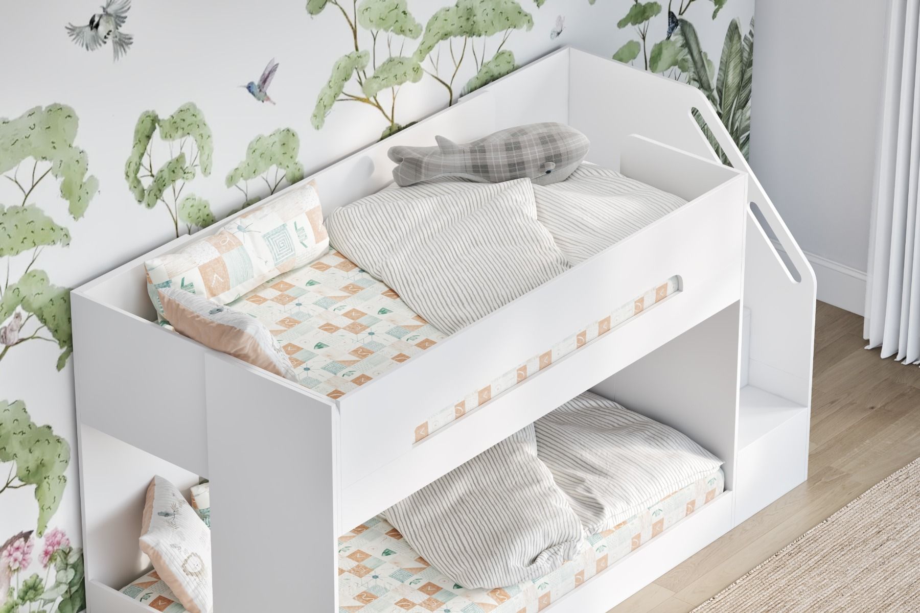 Flair Deimo Staircase Low Bunk Bed White