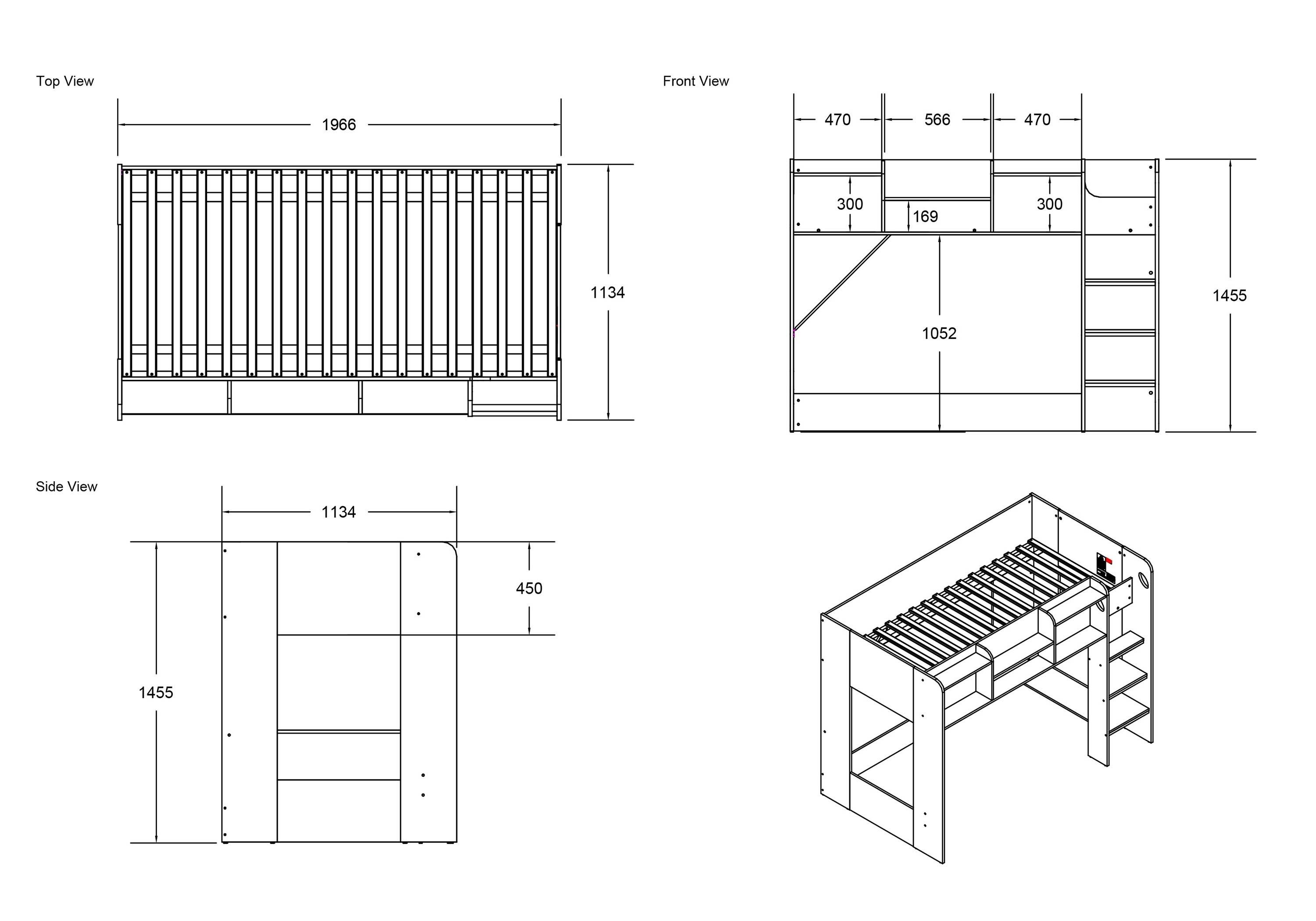 Flair Wizard L Shaped Triple Bunk Bed