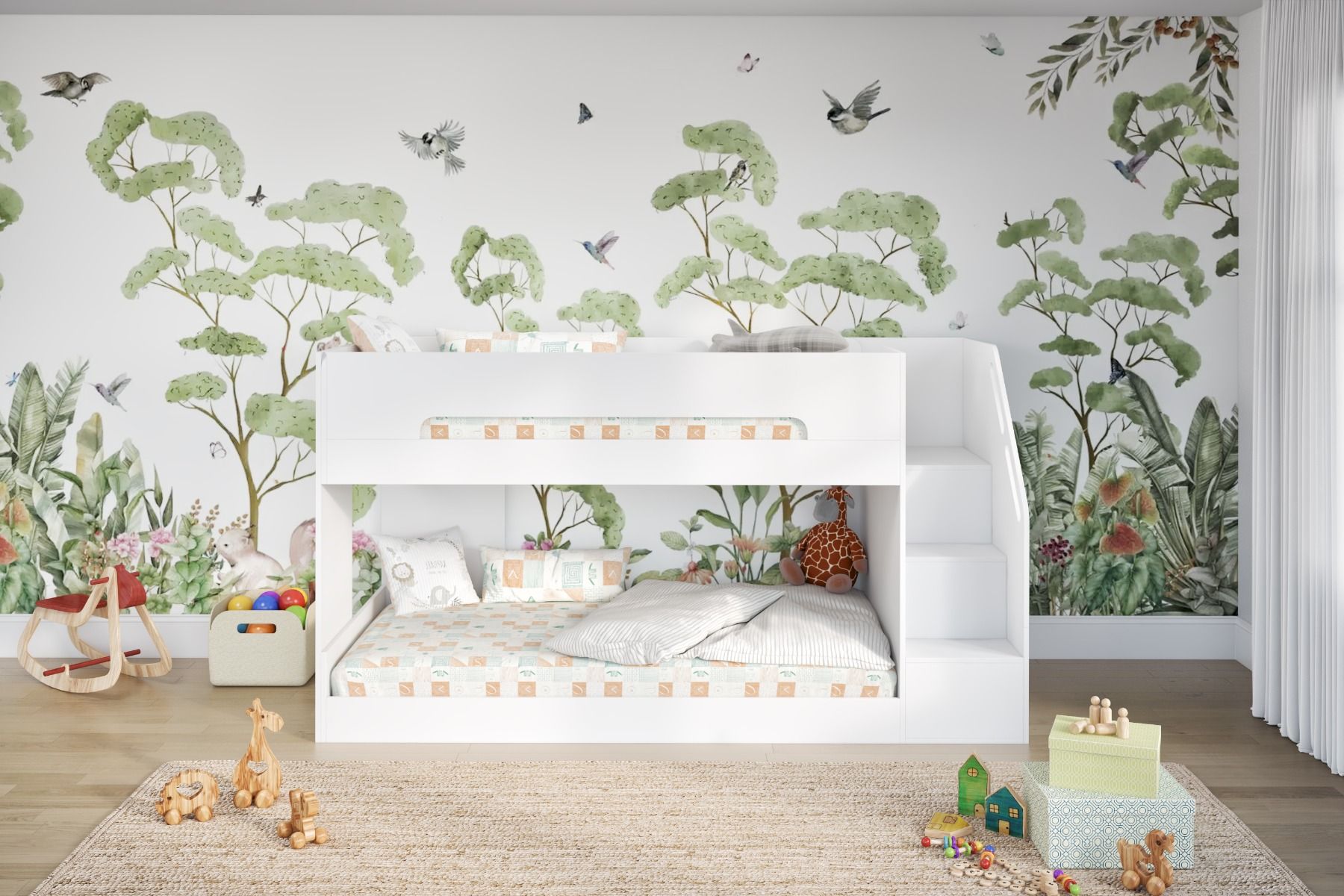 Flair Deimo Staircase Low Bunk Bed White