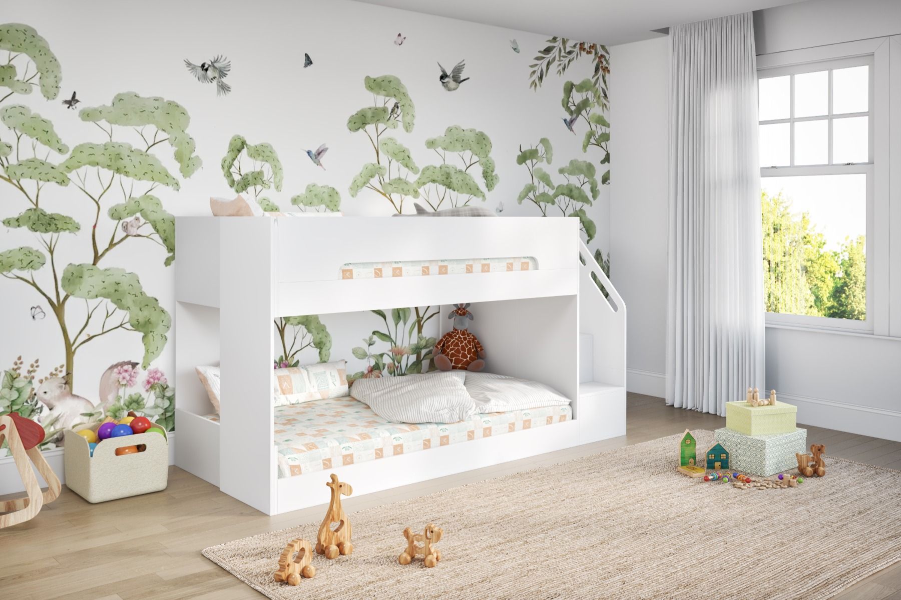Flair Deimo Staircase Low Bunk Bed White