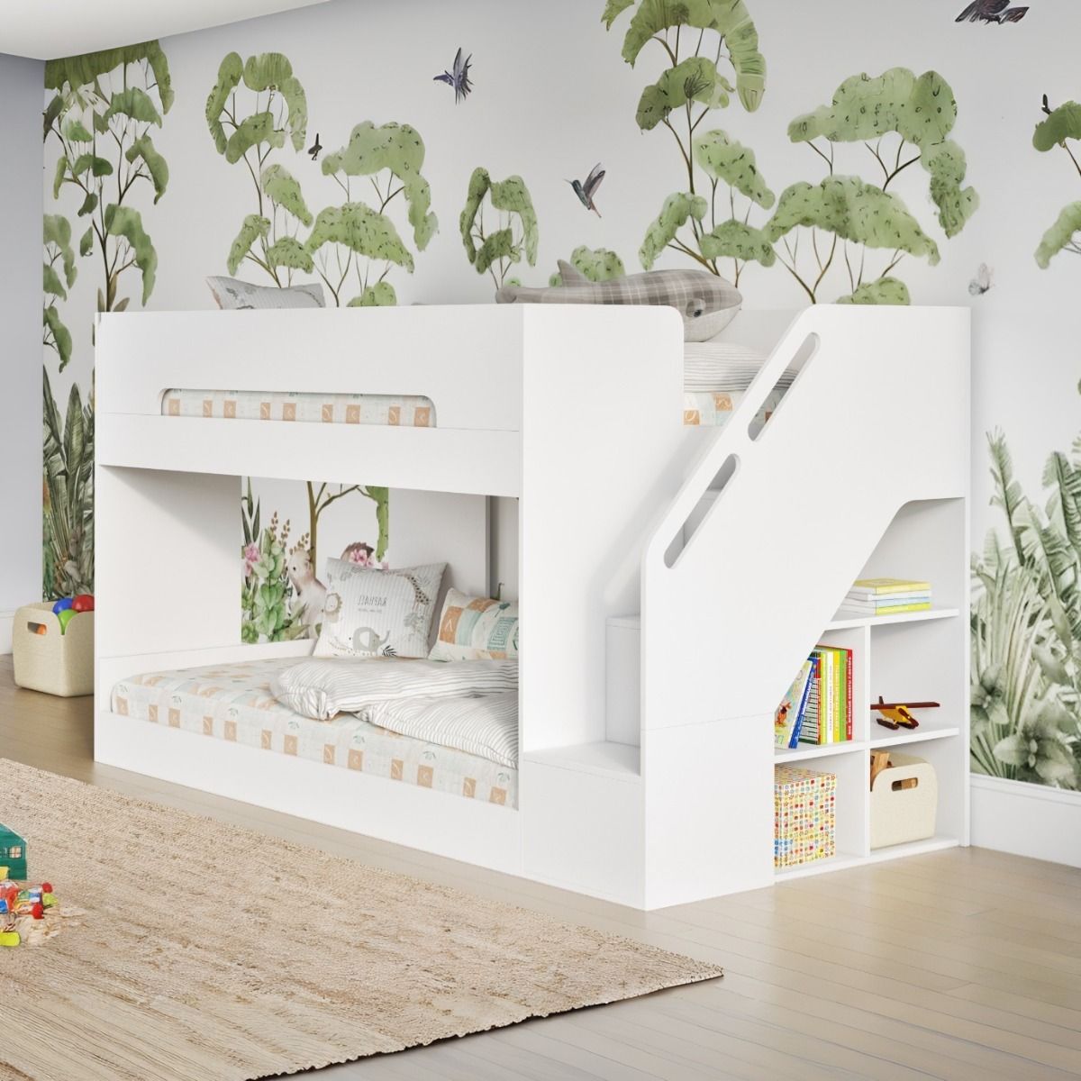 Flair Deimo Staircase Low Bunk Bed White