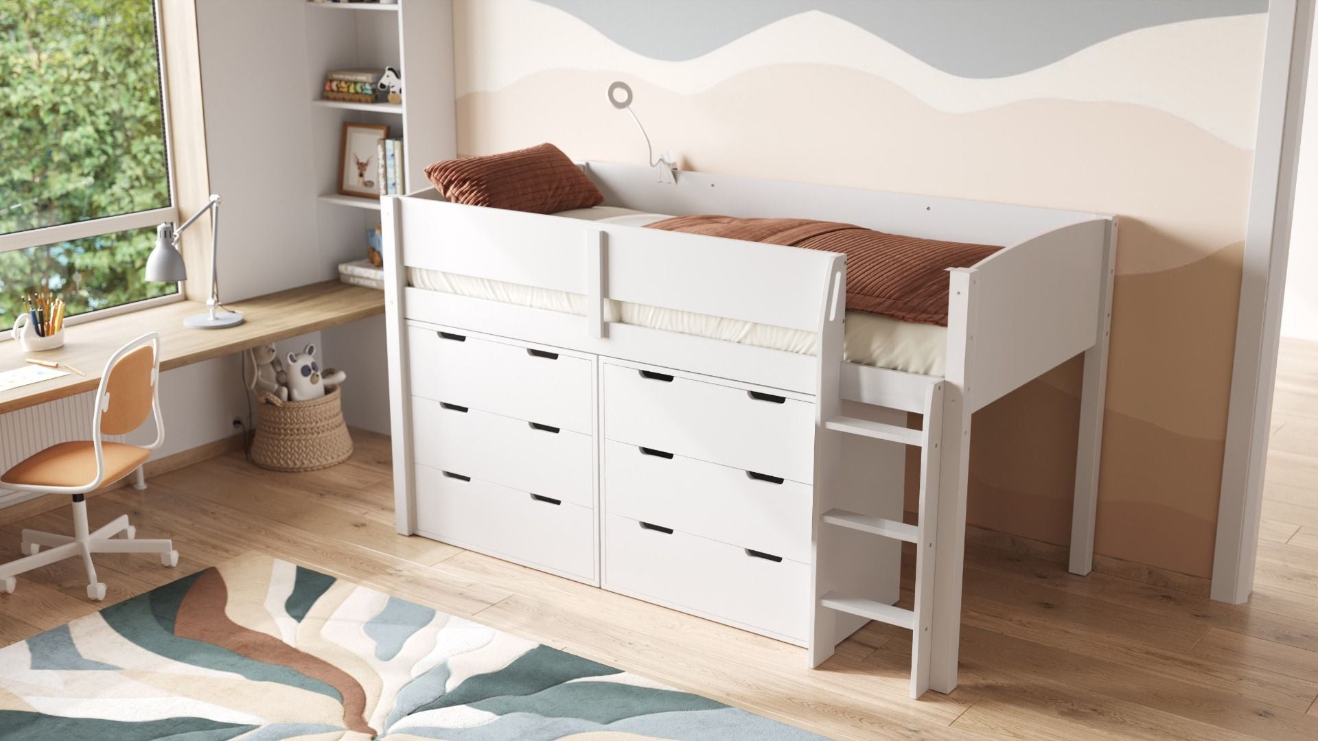 Flair Loop Mid Sleeper Bed Storage Set White