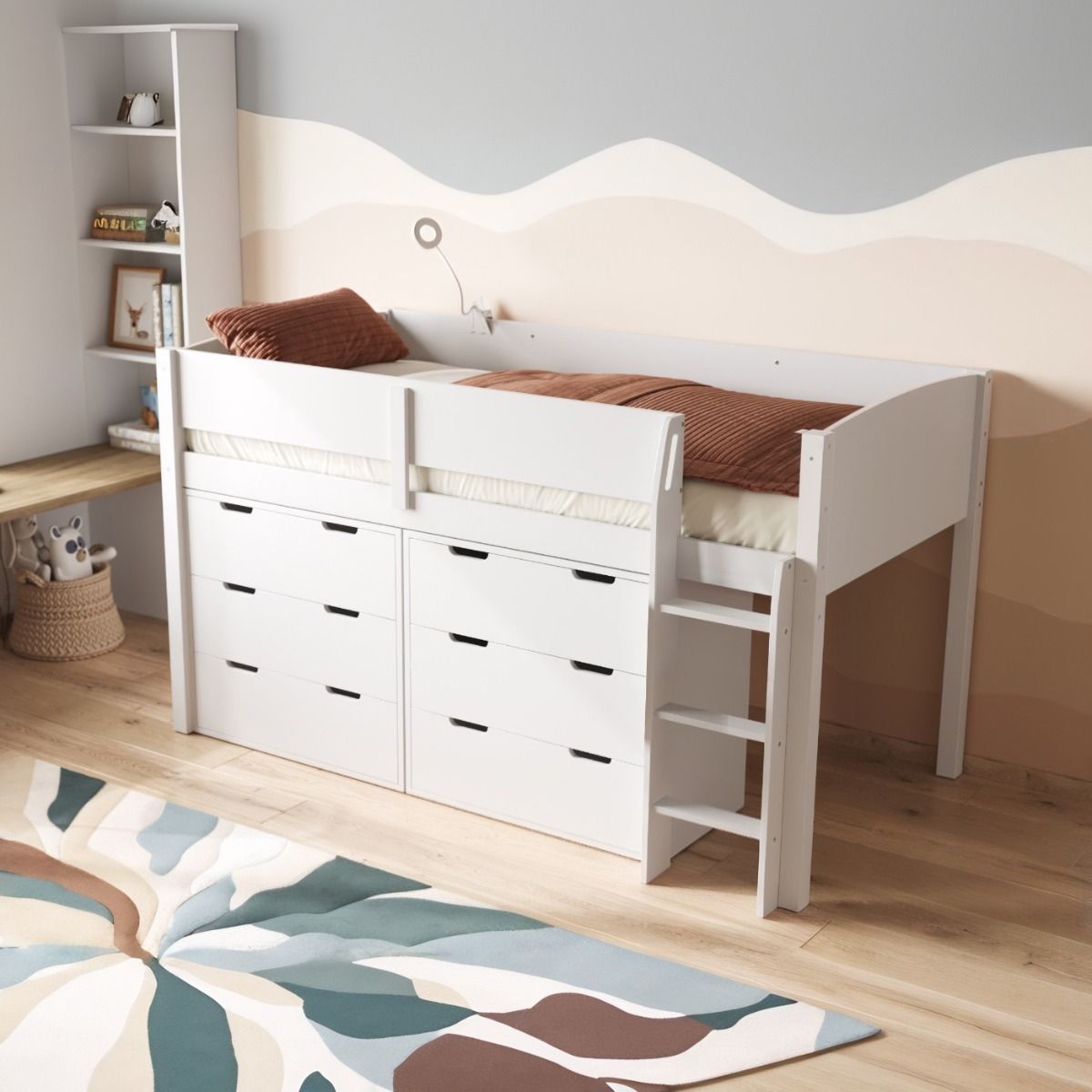Flair Loop Mid Sleeper Bed Storage Set White
