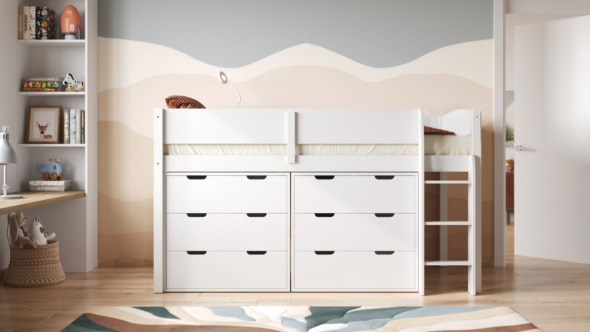 Flair Loop Mid Sleeper Bed Storage Set White