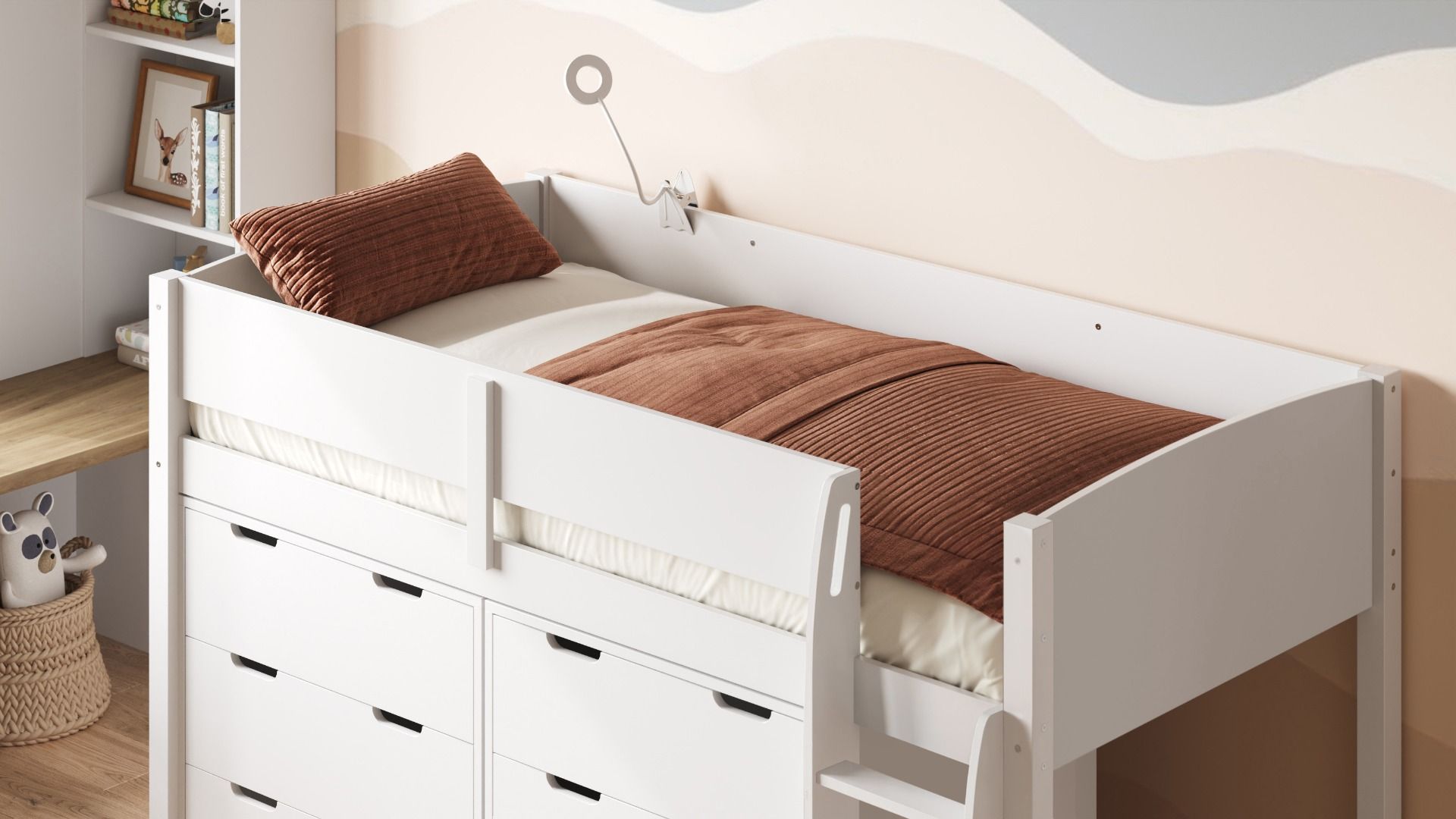 Flair Loop Mid Sleeper Bed Storage Set White