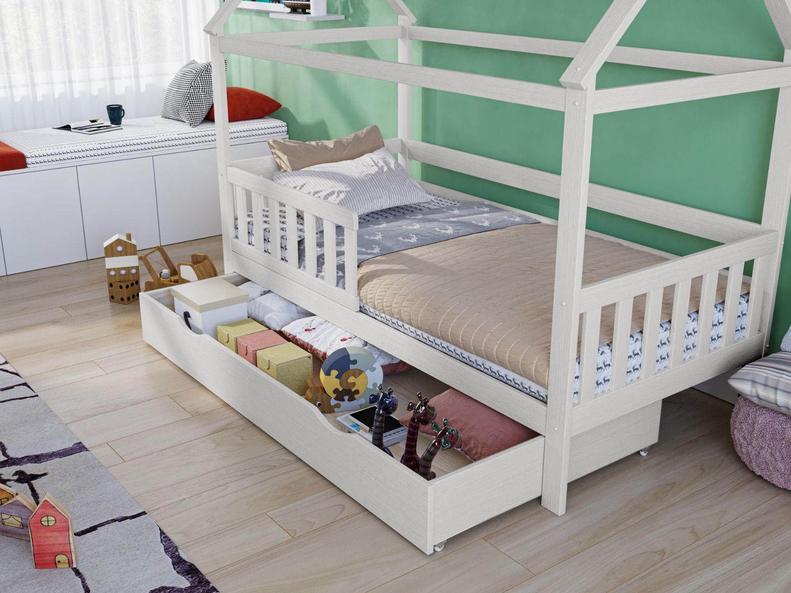 Noomi Alisa Solid Wood House Bed White (FSC-Certified)