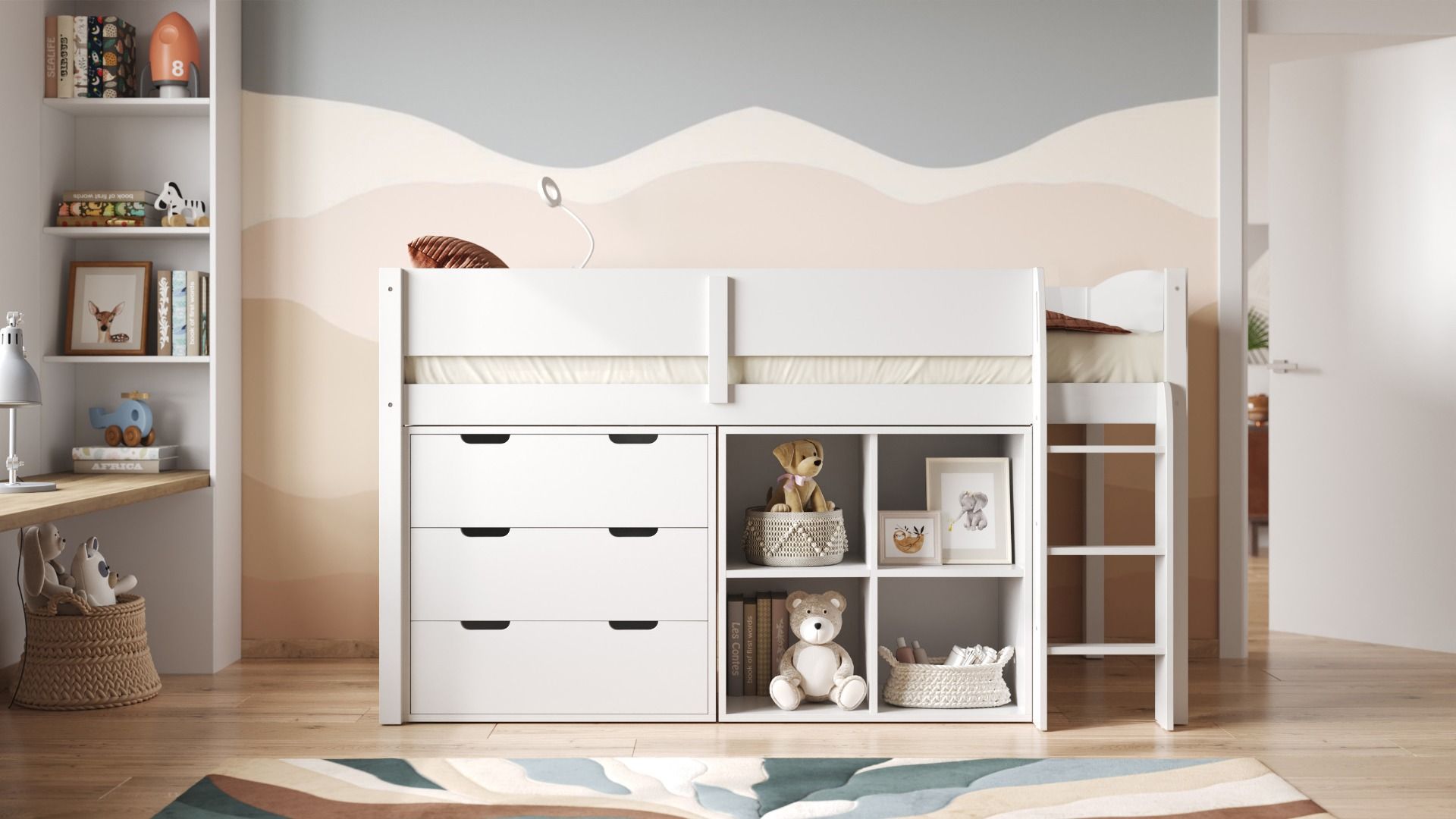 Flair Loop Mid Sleeper Bed Full Set White