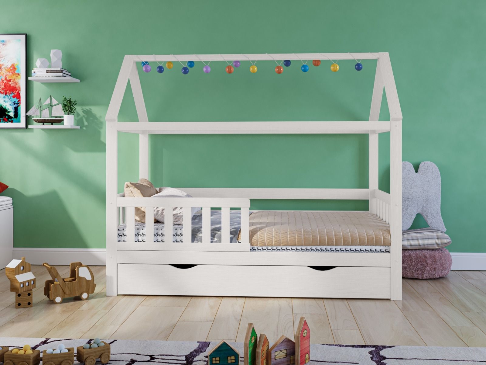 Noomi Alisa Solid Wood House Bed White (FSC-Certified)