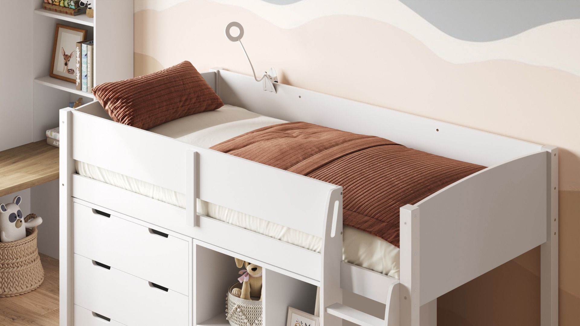 Flair Loop Mid Sleeper Bed Full Set White
