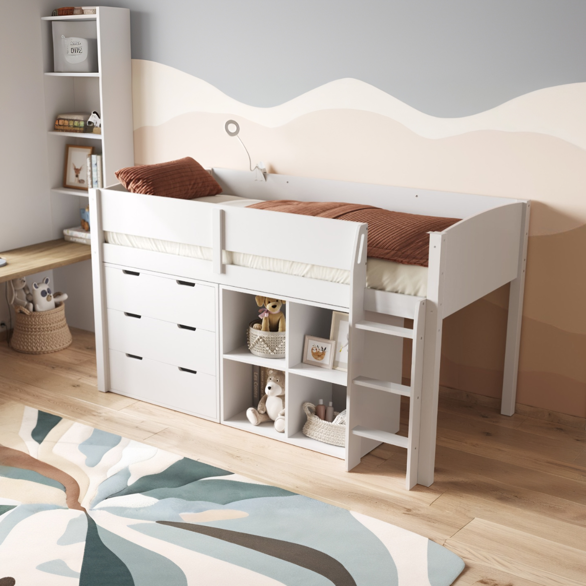 Flair Loop Mid Sleeper Bed Full Set White