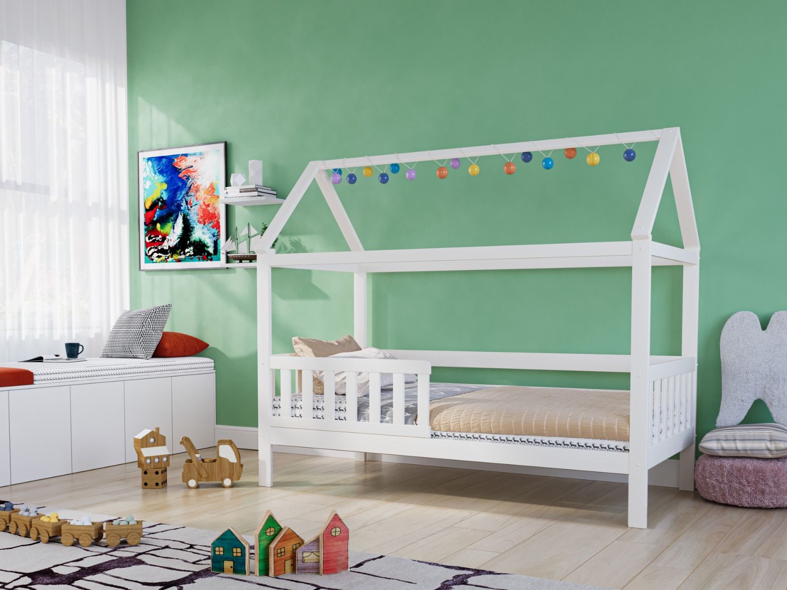 Noomi Alisa Solid Wood House Bed White (FSC-Certified)