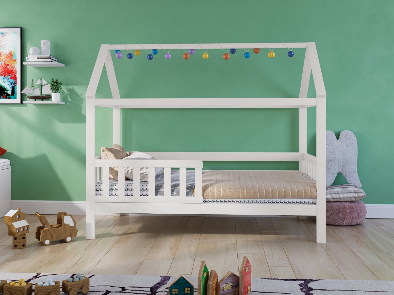 Noomi Alisa Solid Wood House Bed White (FSC-Certified)