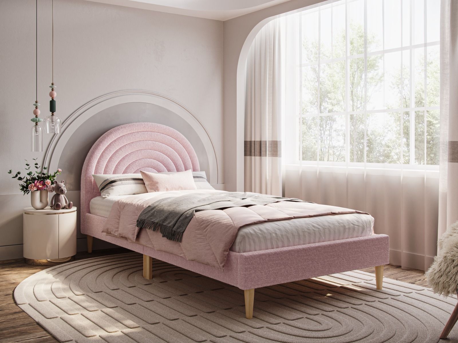 Flair Ava Single Boucle Bed Frame Pink
