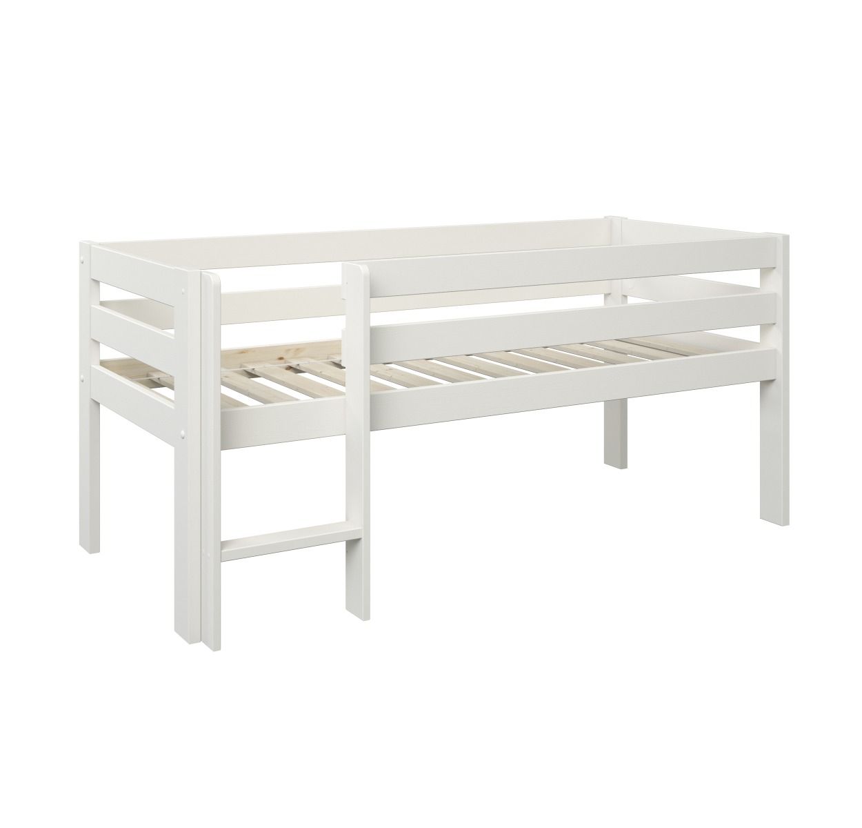 Noomi Solid Wood Shorty Mid Sleeper with Crate Drawers White (FSC-Certified)
