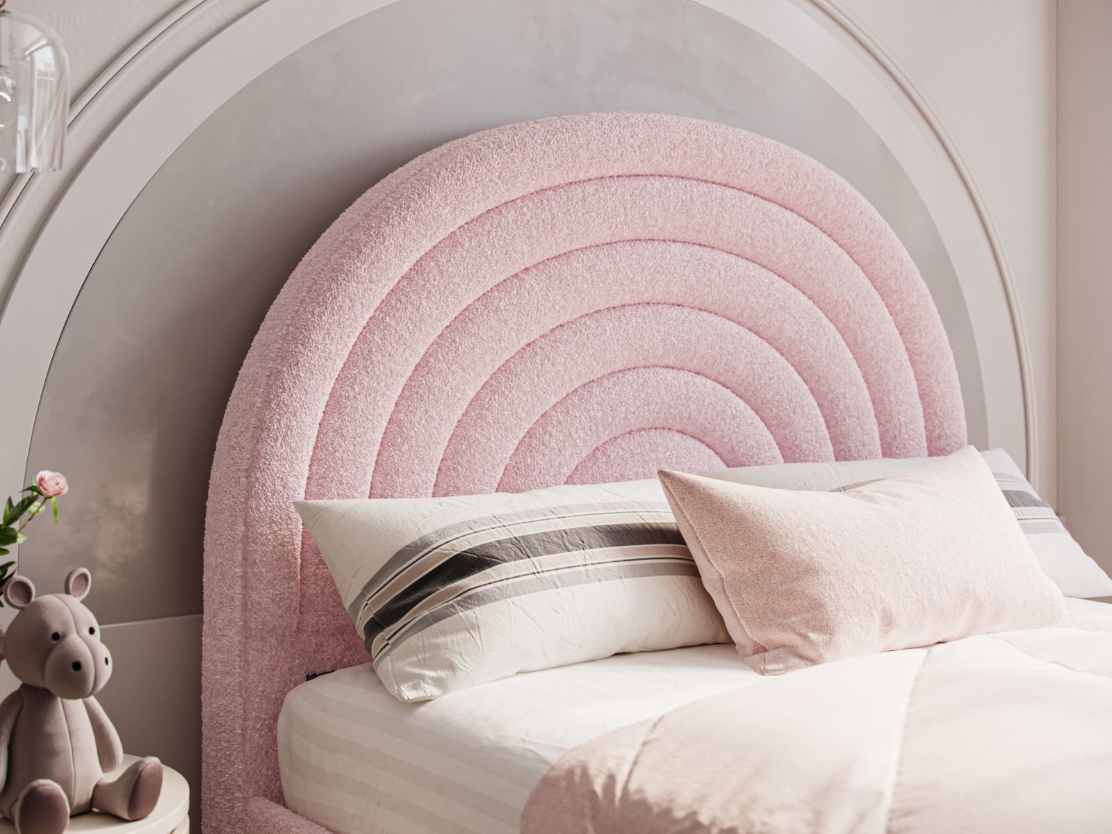 Flair Ava Single Boucle Bed Frame Pink