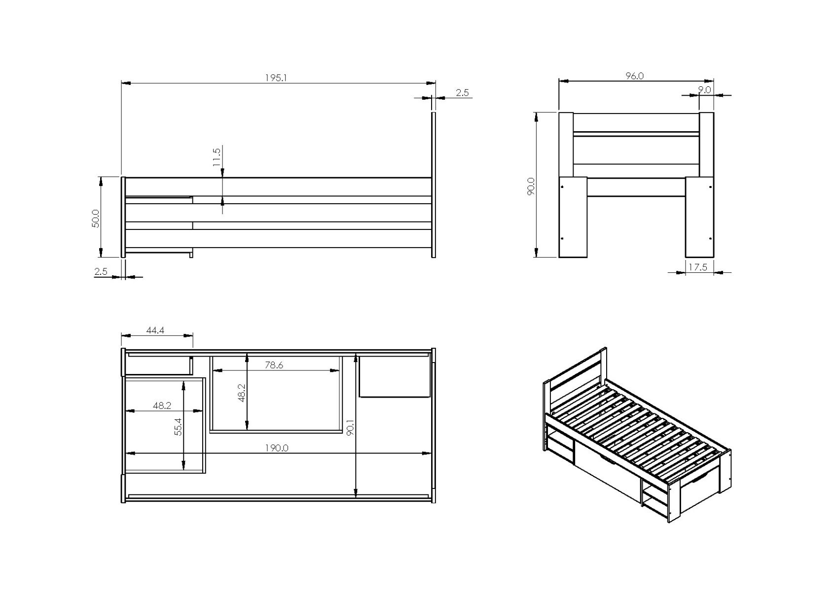 Noomi Hansa Single Wooden Storage Bed White (FSC-Certified)
