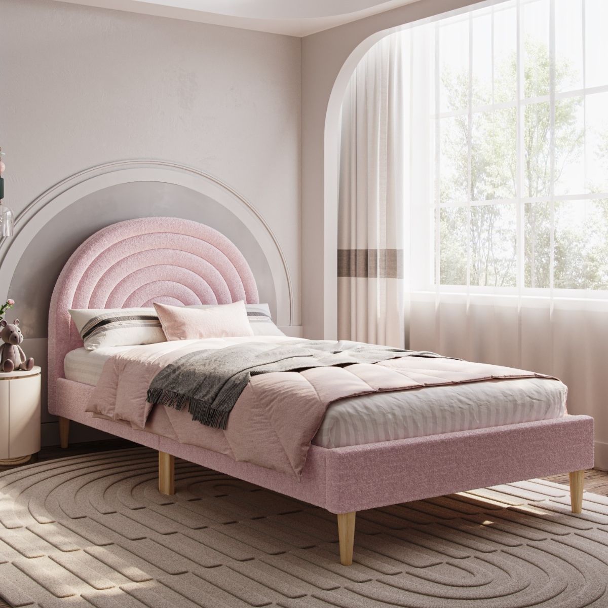 Flair Ava Single Boucle Bed Frame Pink