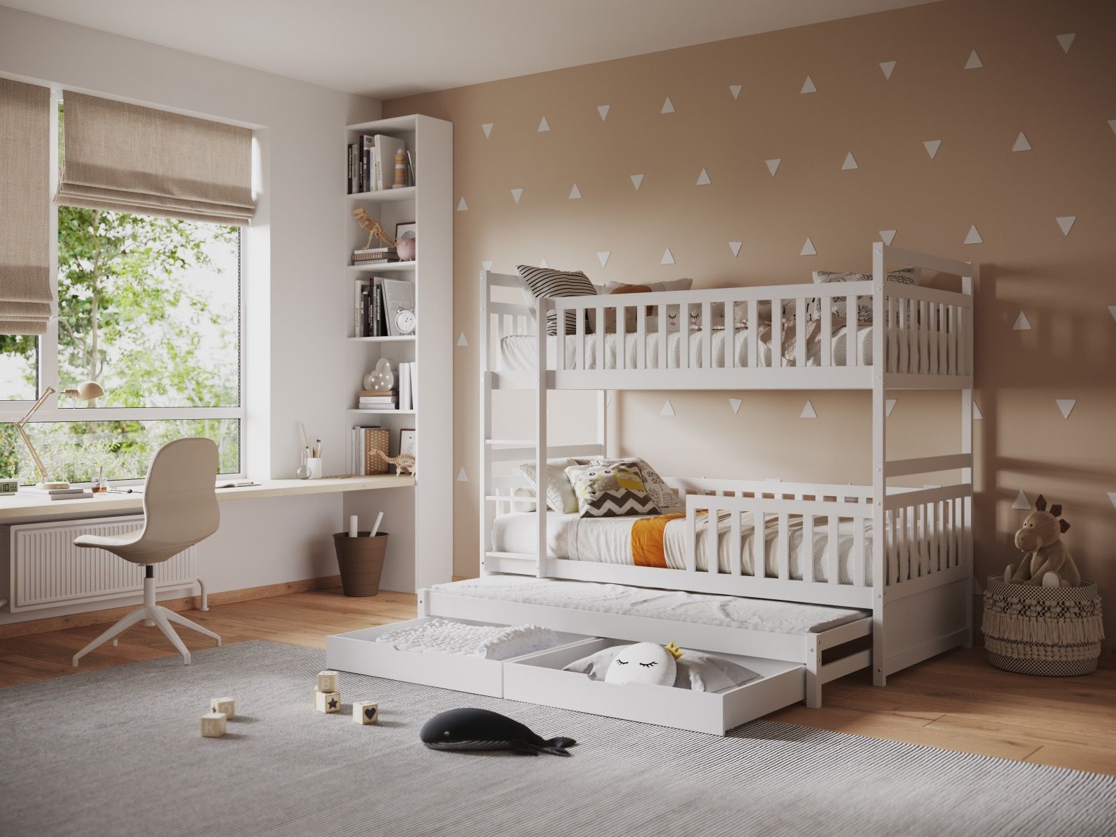 Flair Elvis Wooden Bunk Bed with Trundle & Drawers