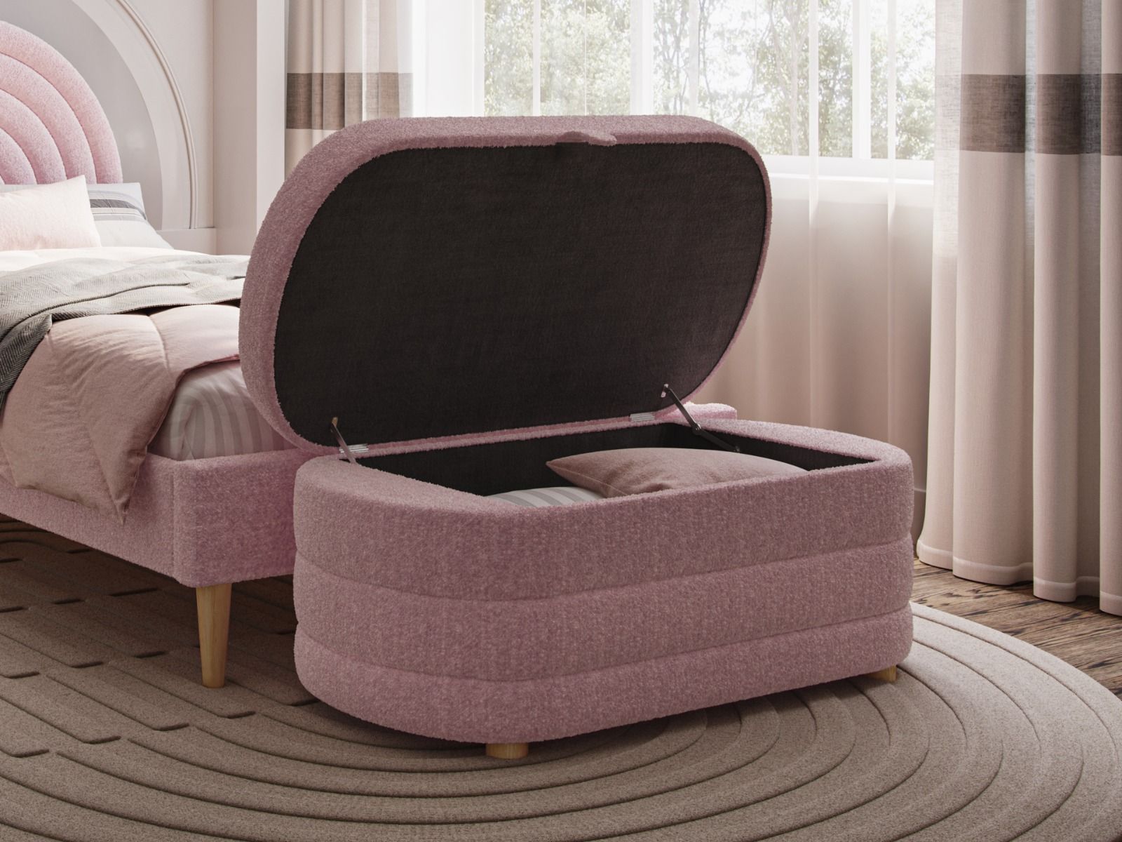 Flair Ava Single Boucle Bed Frame Pink