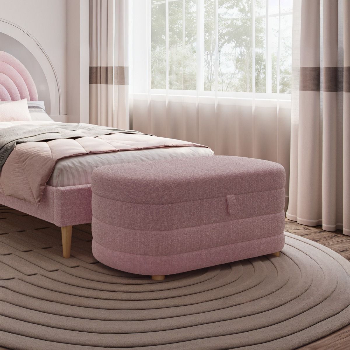 Flair Ava Single Boucle Bed Frame Pink