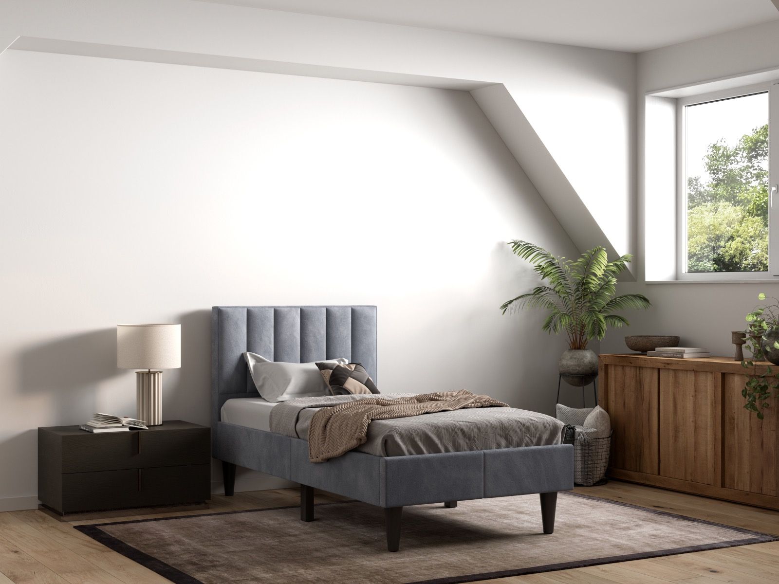 Flair Riverside Fabric Bed Frame Grey