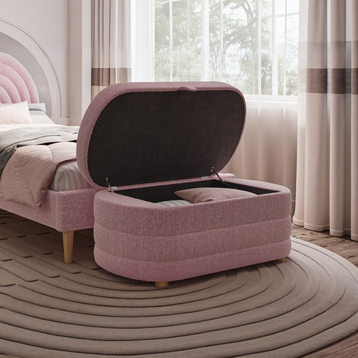 Flair Ava Single Boucle Bed Frame Pink