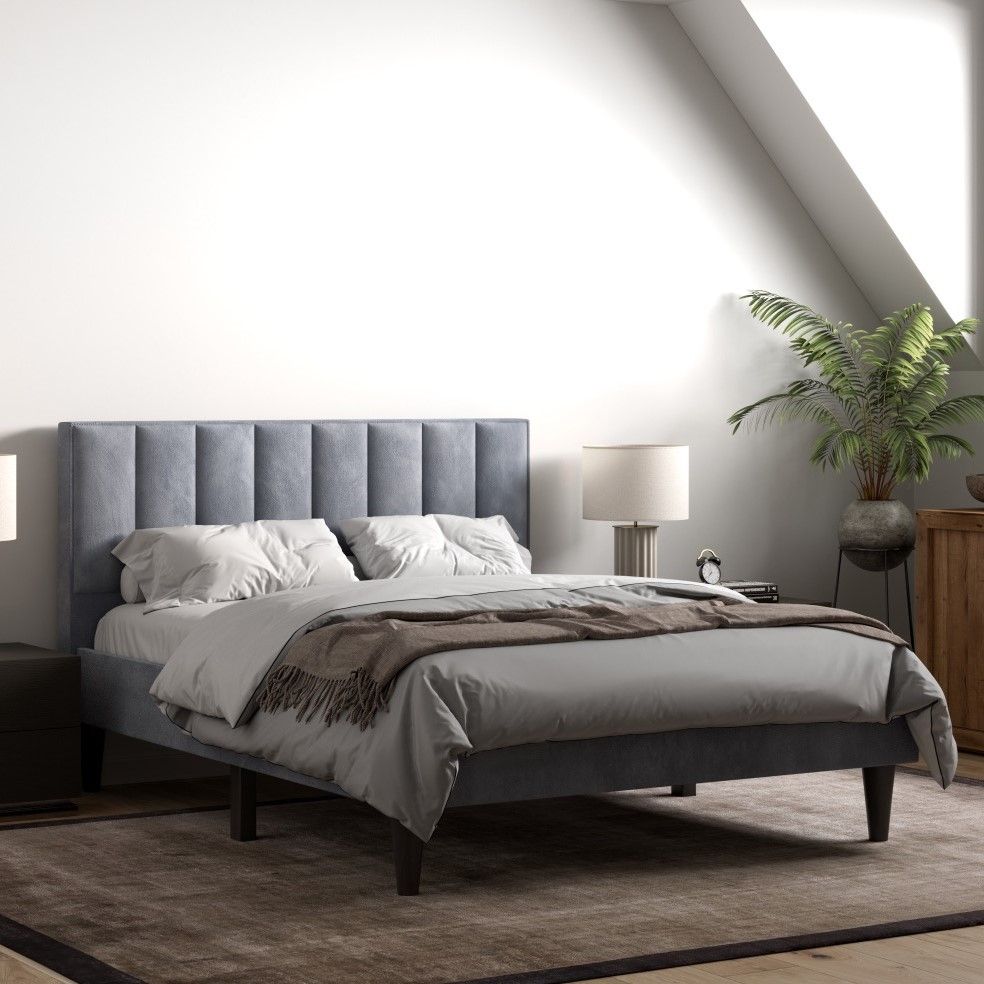Flair Riverside Fabric Bed Frame Grey