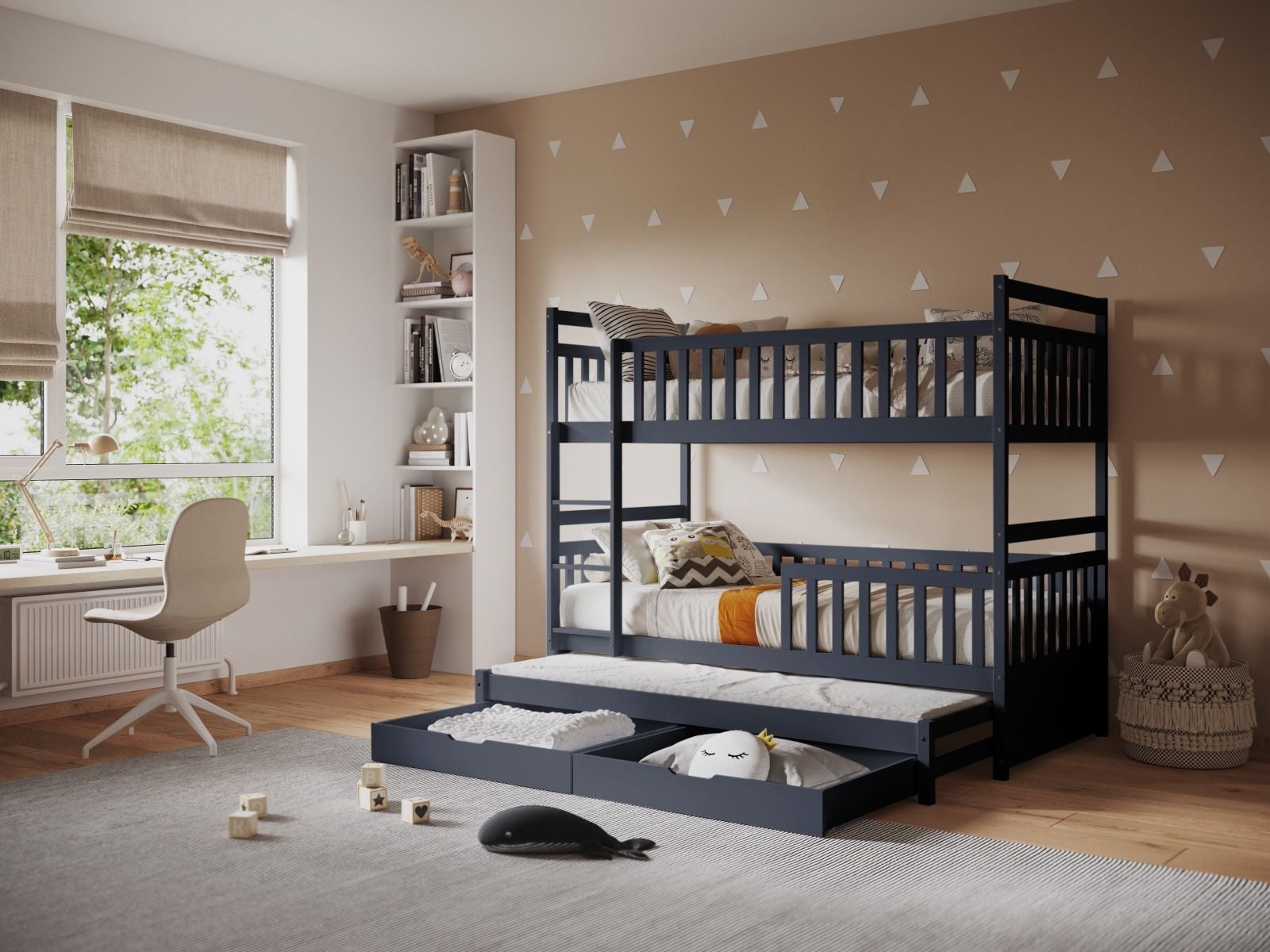 Flair Elvis Wooden Bunk Bed with Trundle & Drawers