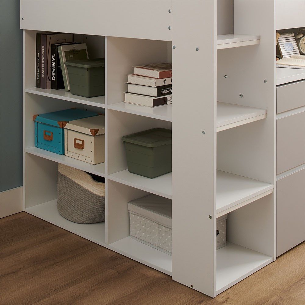 Flair Bailey Kids Cabin Bed with Desk & Storage White & Grey