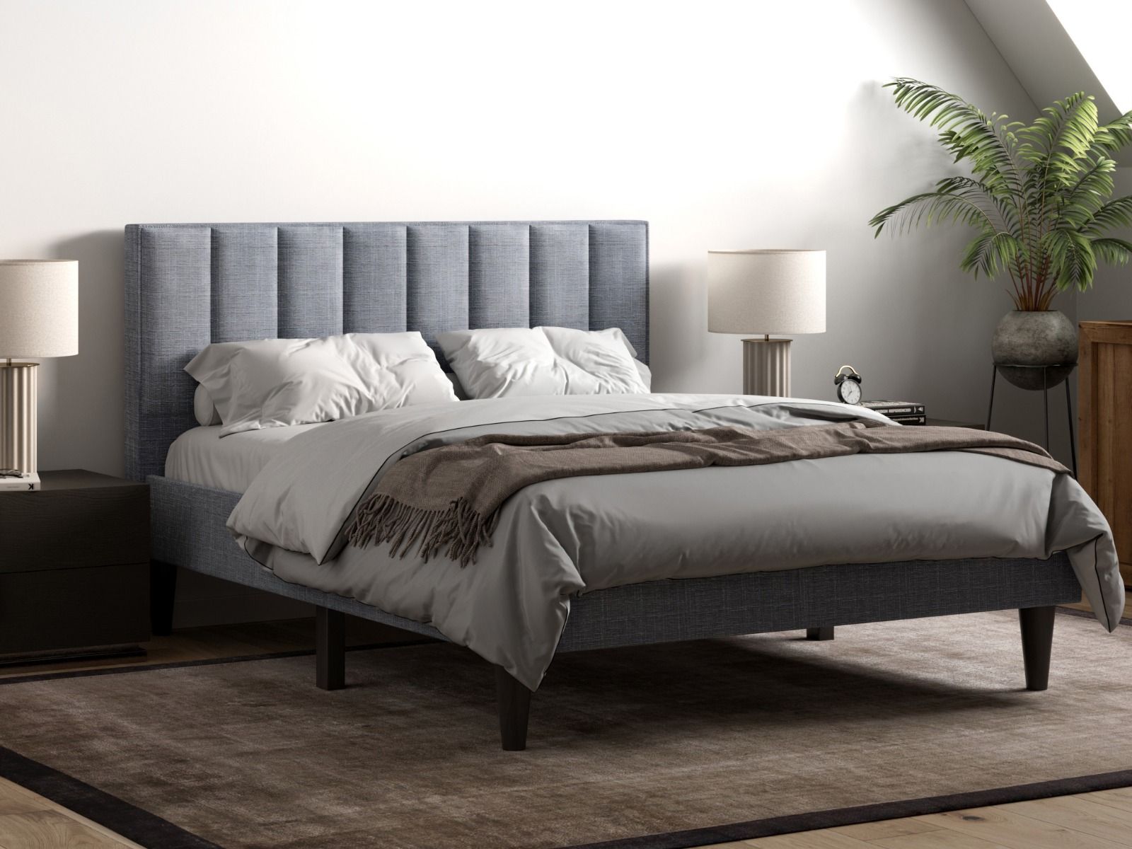 Flair Riverside Fabric Bed Frame Grey