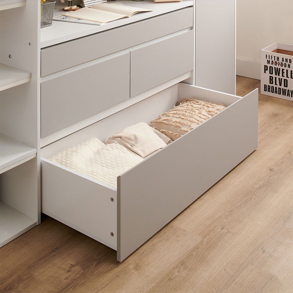 Flair Bailey Kids Cabin Bed with Desk & Storage White & Grey