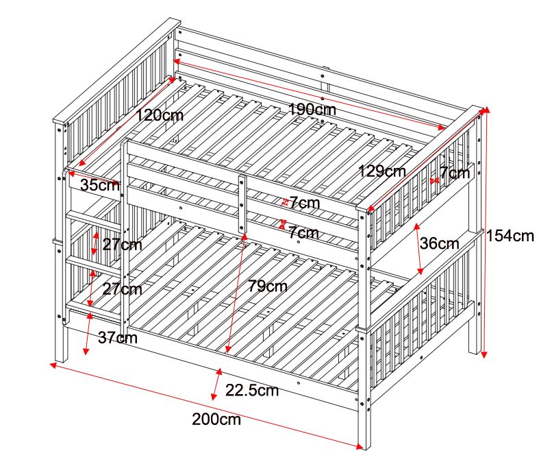 Flair Tetrad Detachable Small Double Bunk Bed