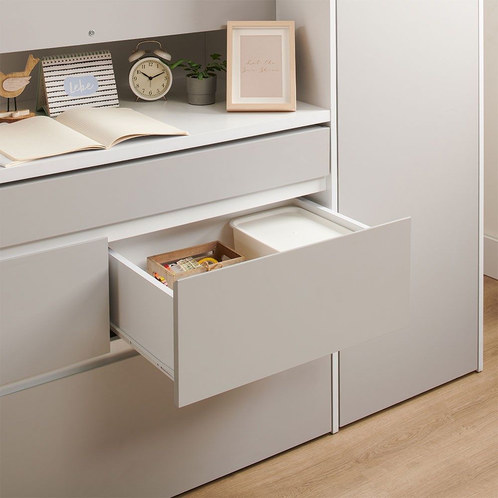 Flair Bailey Kids Cabin Bed with Desk & Storage White & Grey