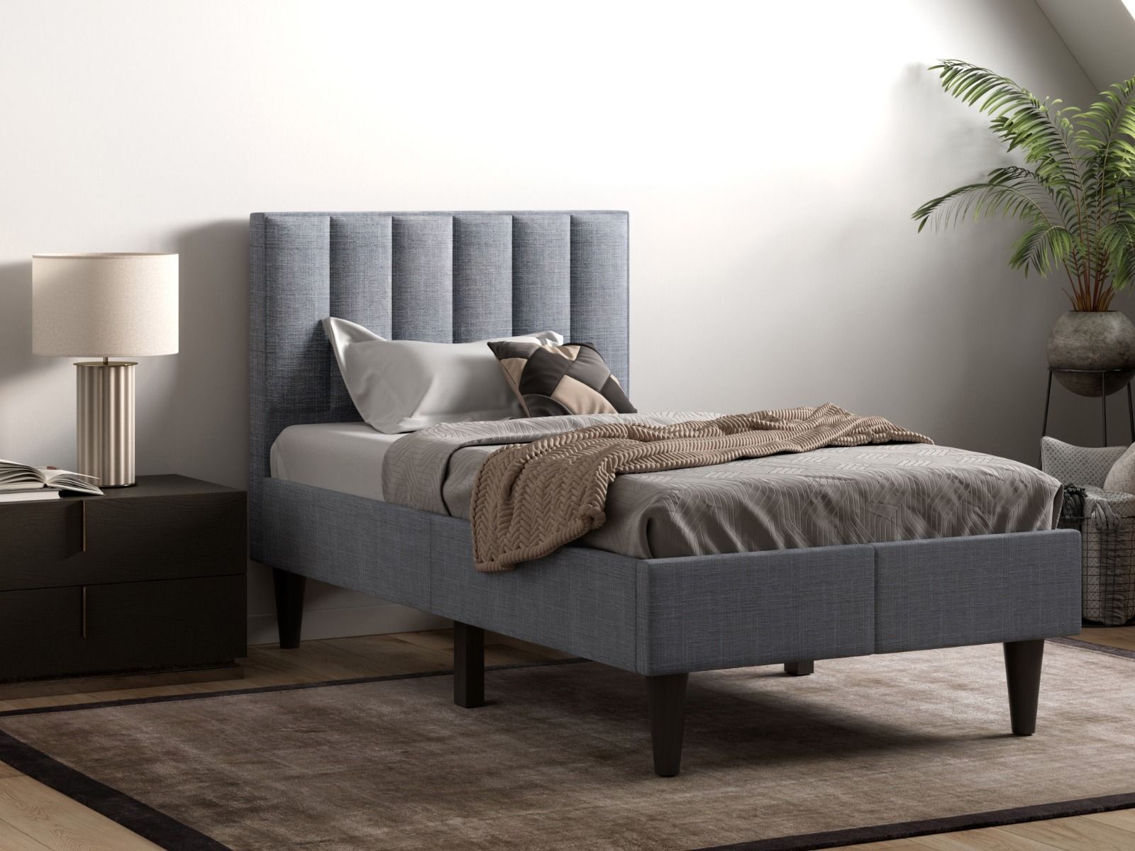 Flair Riverside Fabric Bed Frame Grey