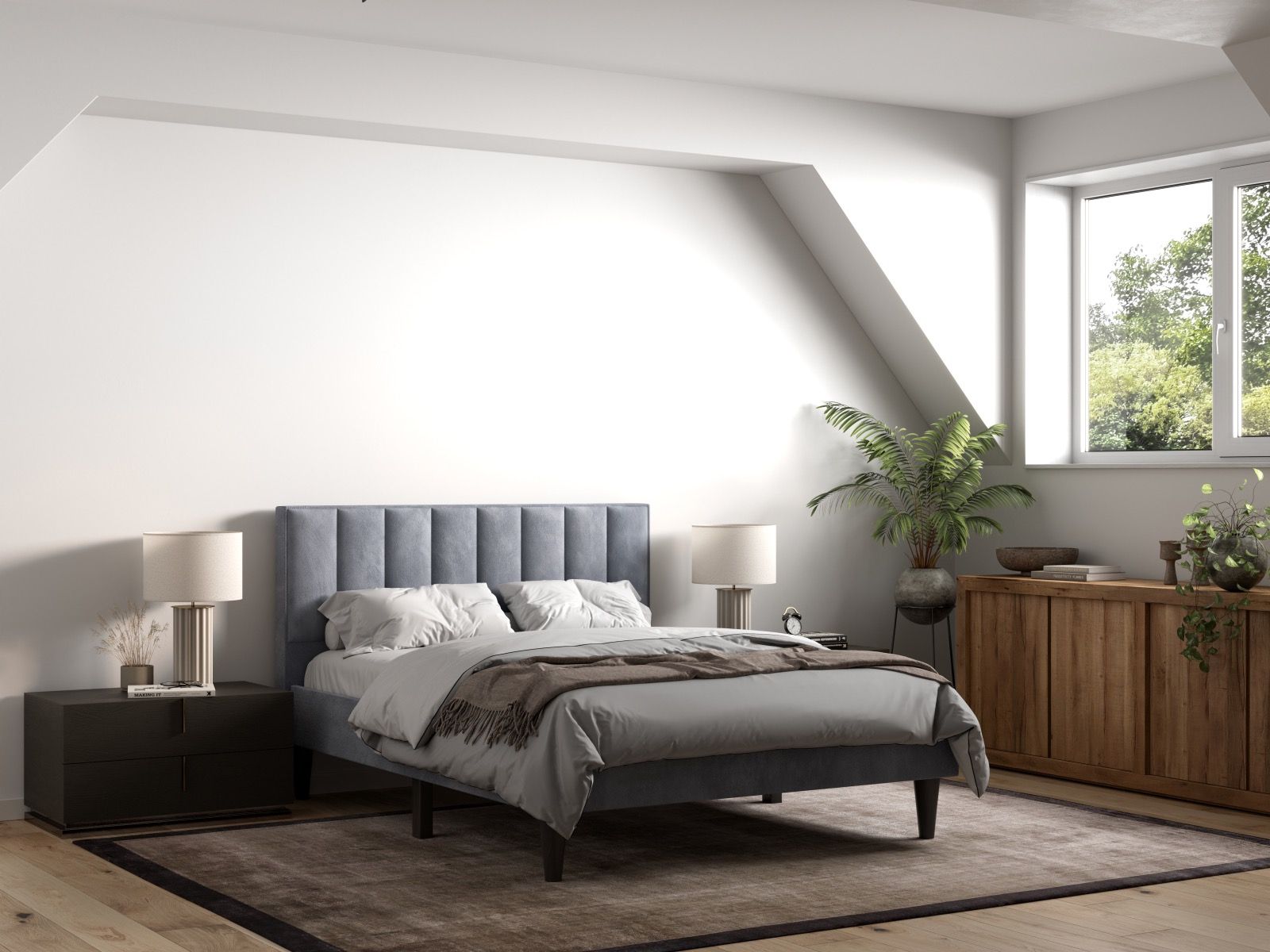 Flair Riverside Fabric Bed Frame Grey