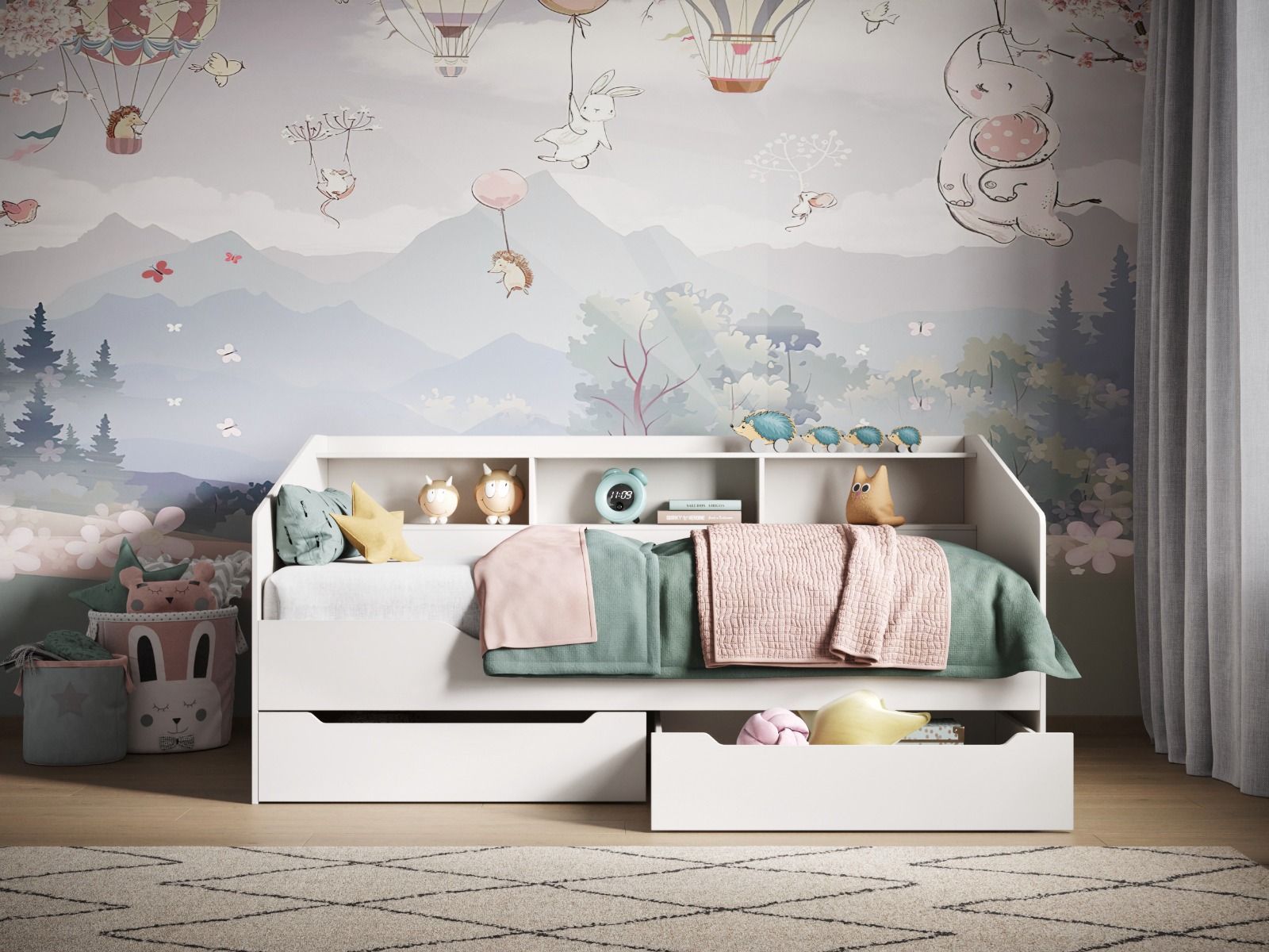 Flair Leni Day Bed with Shelves and Drawers