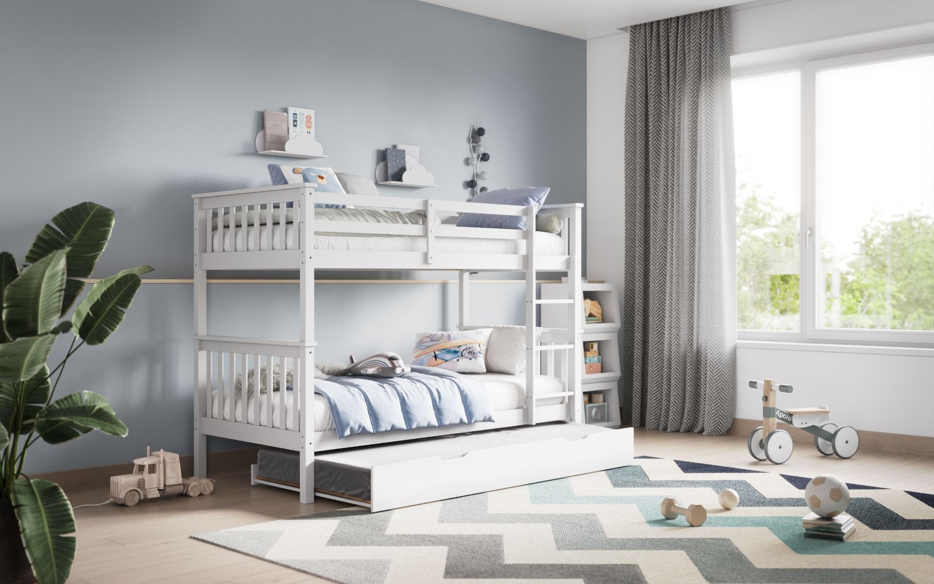 Flair Zoom Small Single Detachable Bunk Bed White