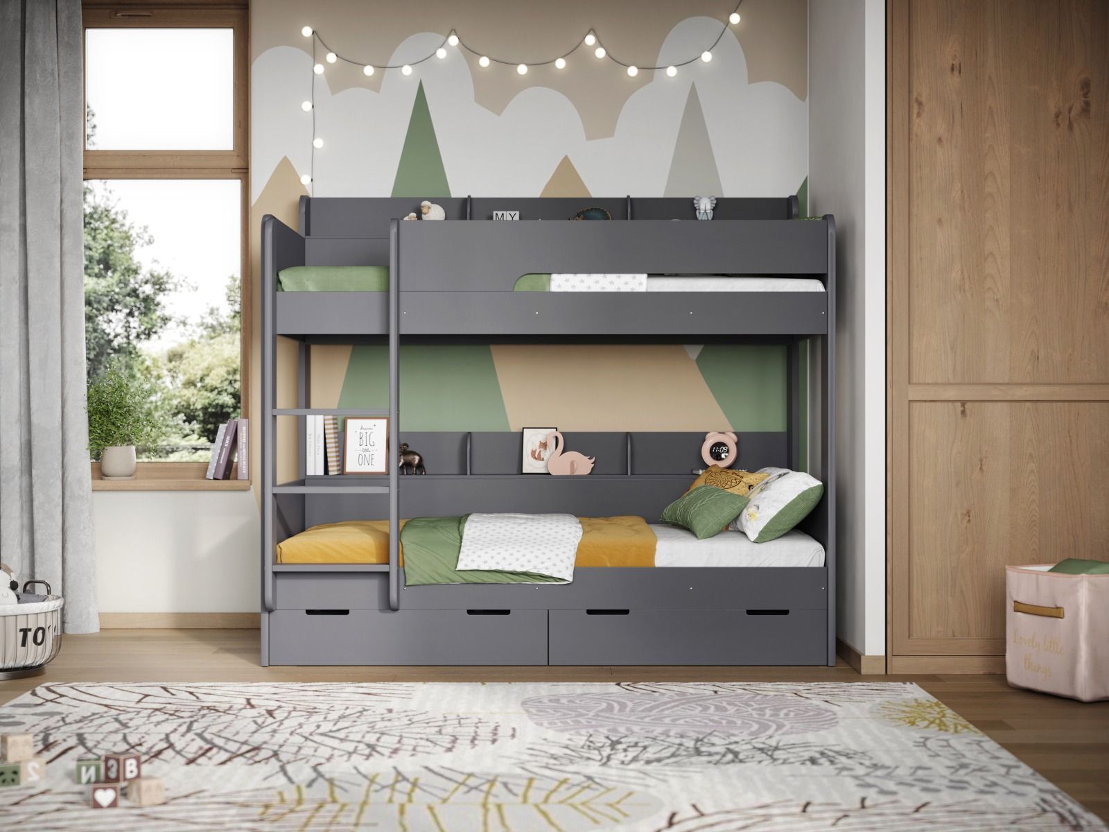 Flair Eddie Storage Bunk Bed with Shelves