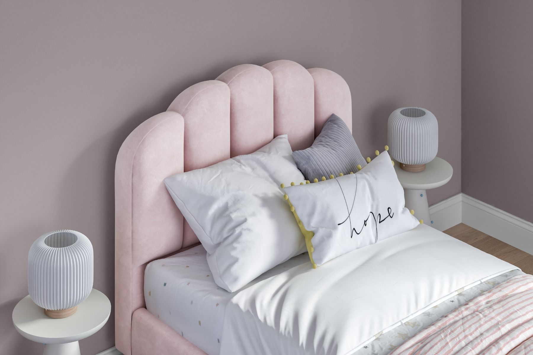 Flair Scallop Velvet Bed Frame