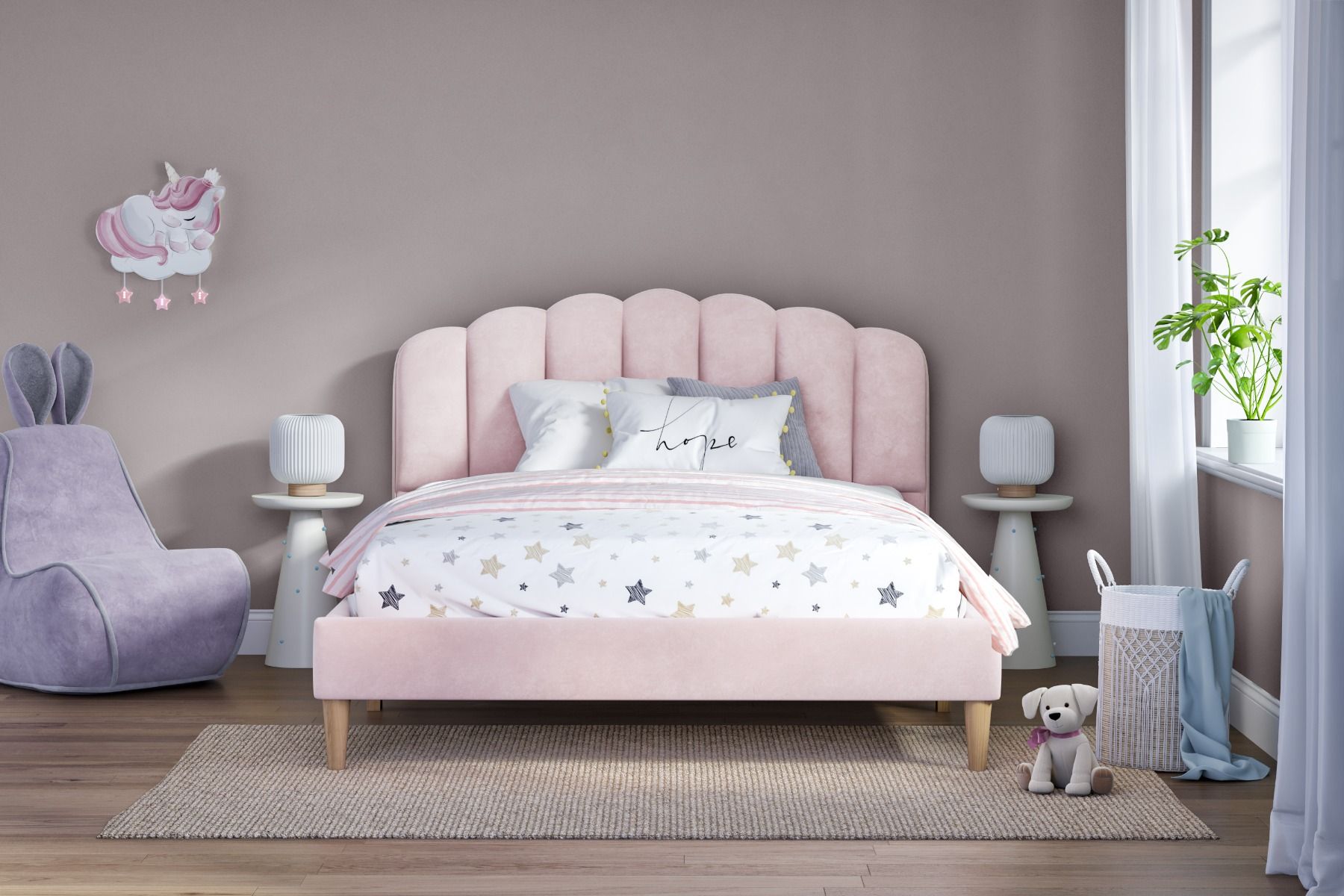 Flair Scallop Velvet Bed Frame