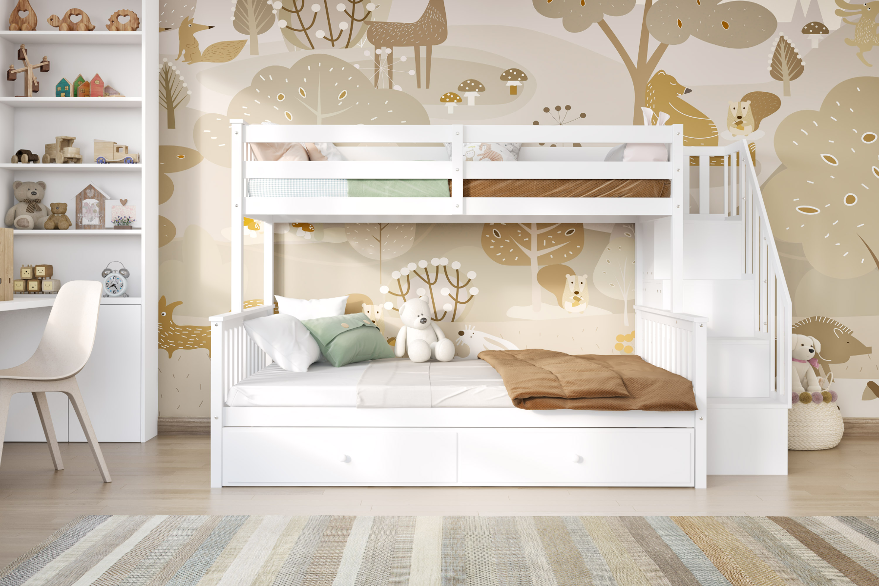 Flair Tag Triple Staircase Bunk Bed with Trundle
