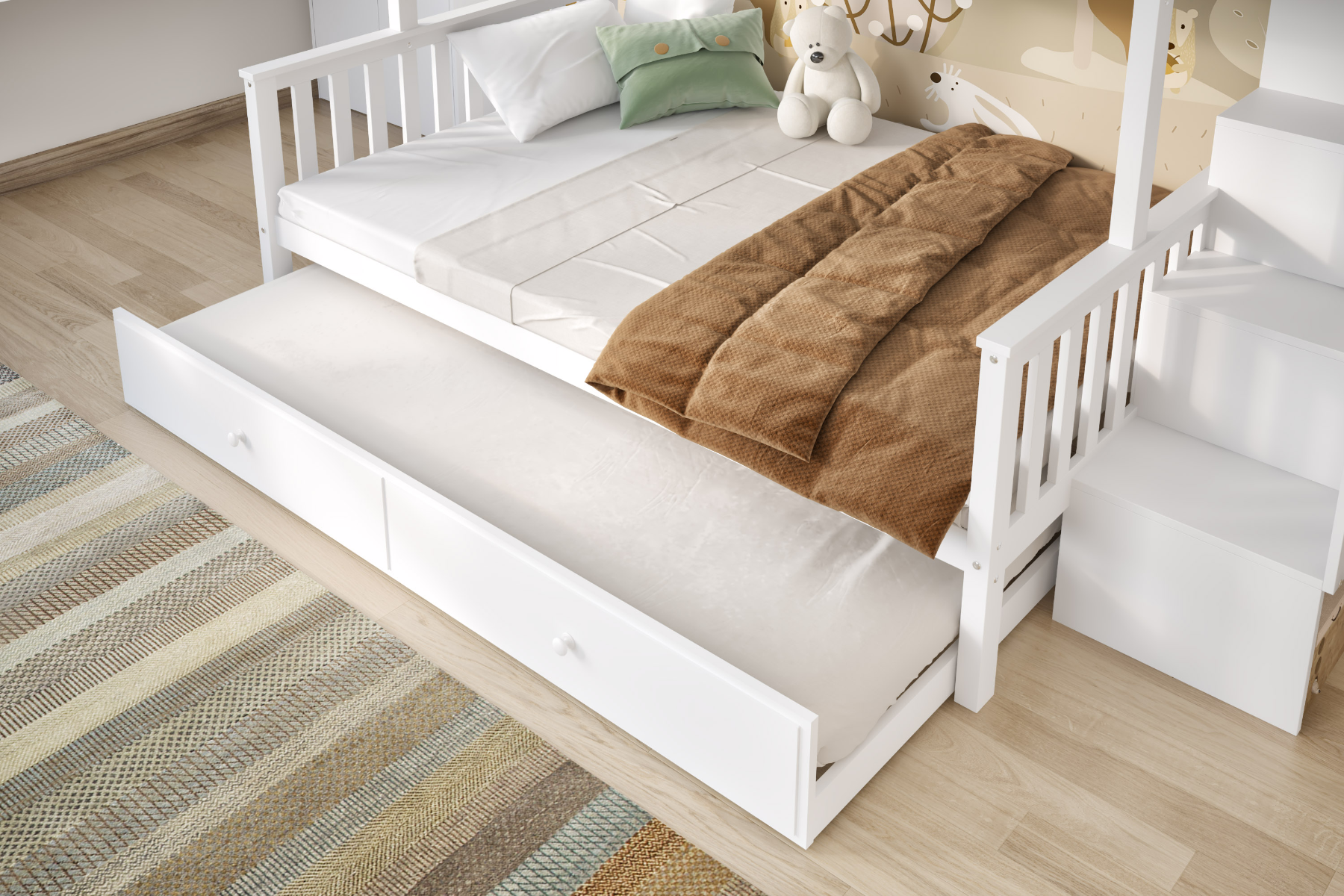 Flair Tag Triple Staircase Bunk Bed with Trundle