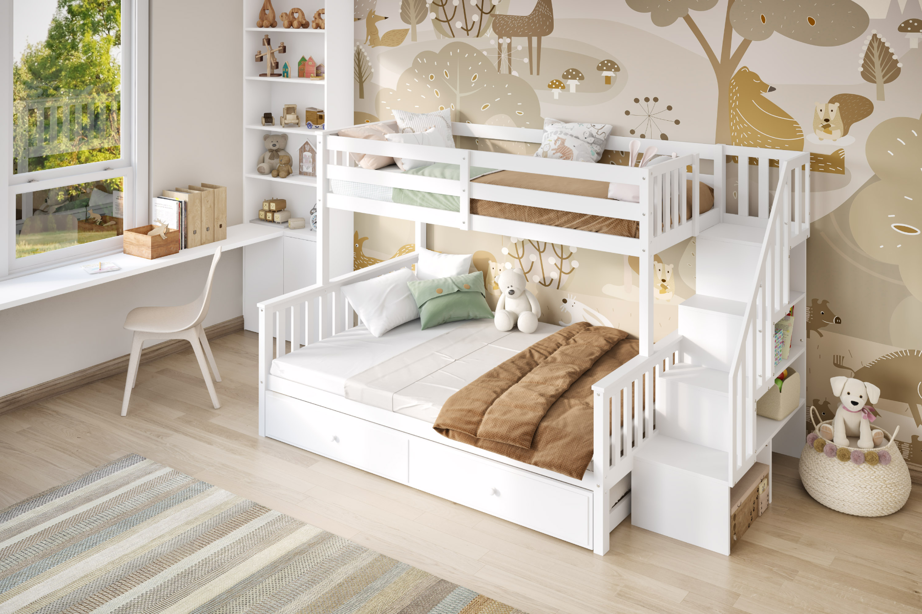 Flair Tag Triple Staircase Bunk Bed with Trundle