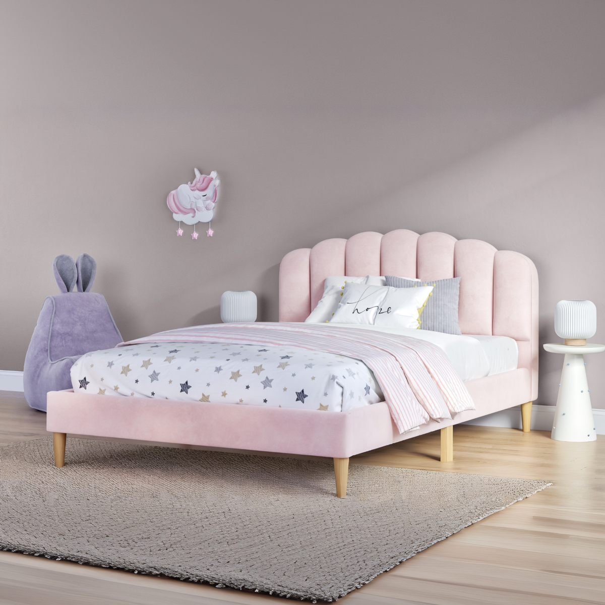 Flair Scallop Velvet Bed Frame