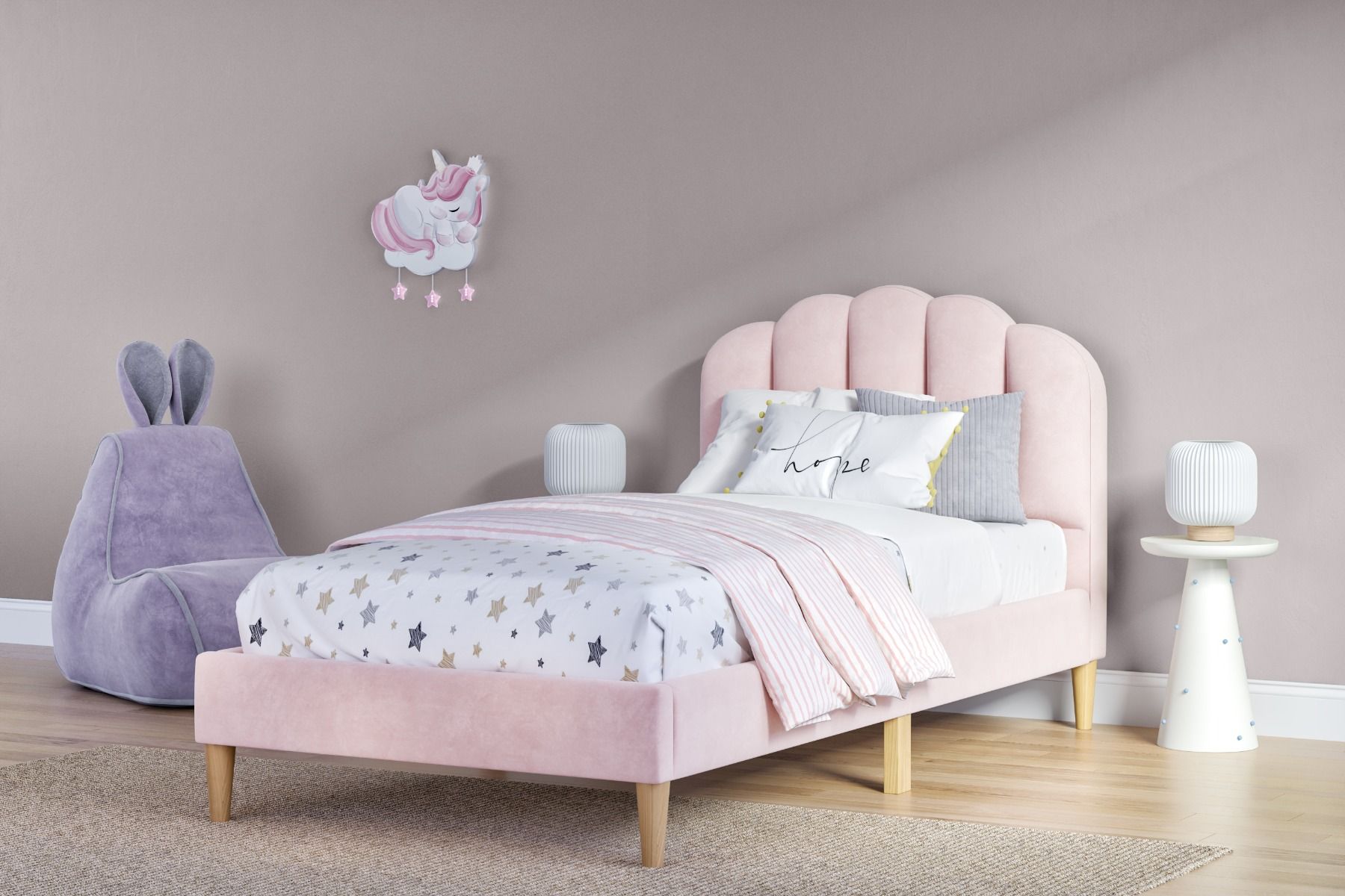 Flair Scallop Velvet Bed Frame